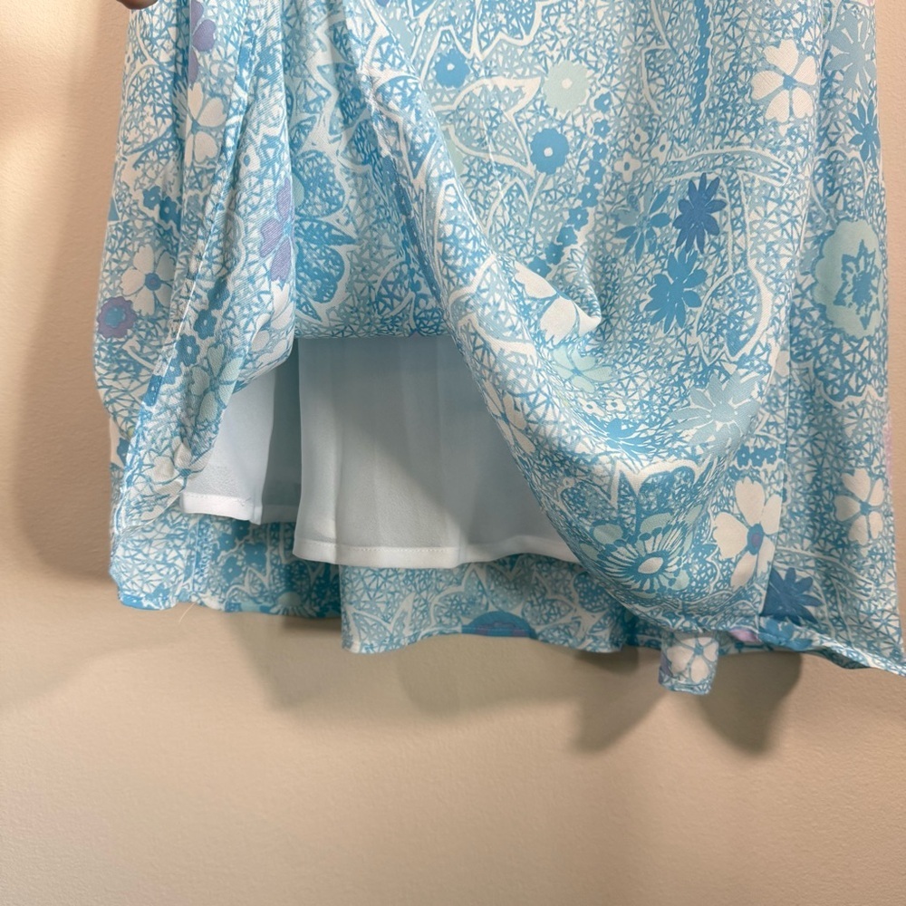 Sigrid Olsen Sport Floral Flowy Lined Blue White Rayon Maxi Skirt A-Line M - Picture 7 of 7